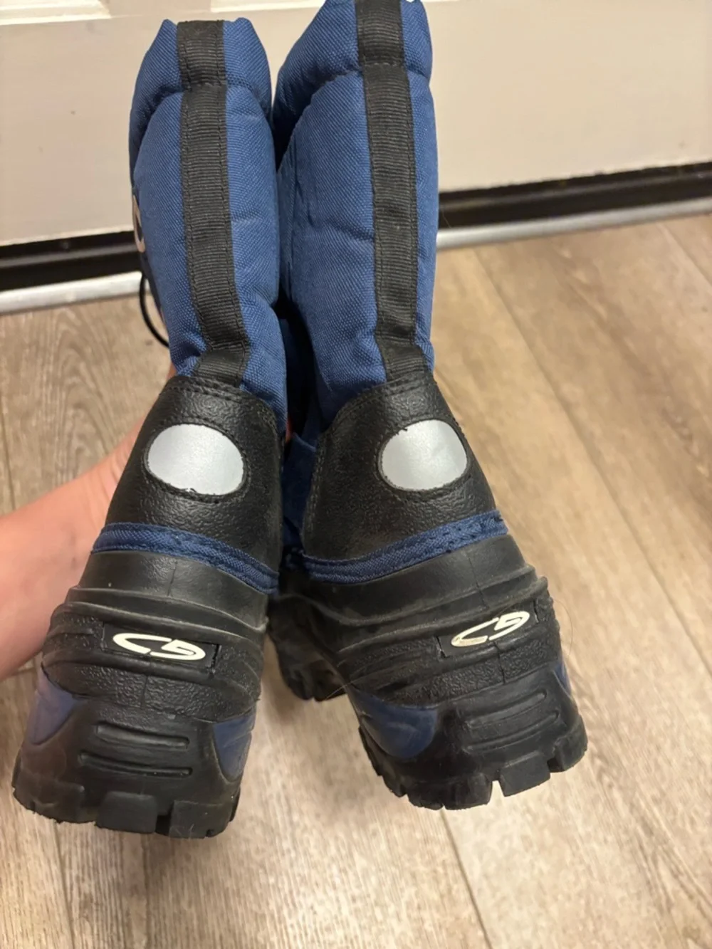 Kids Navy Winter Snow Boots with Drawstring
